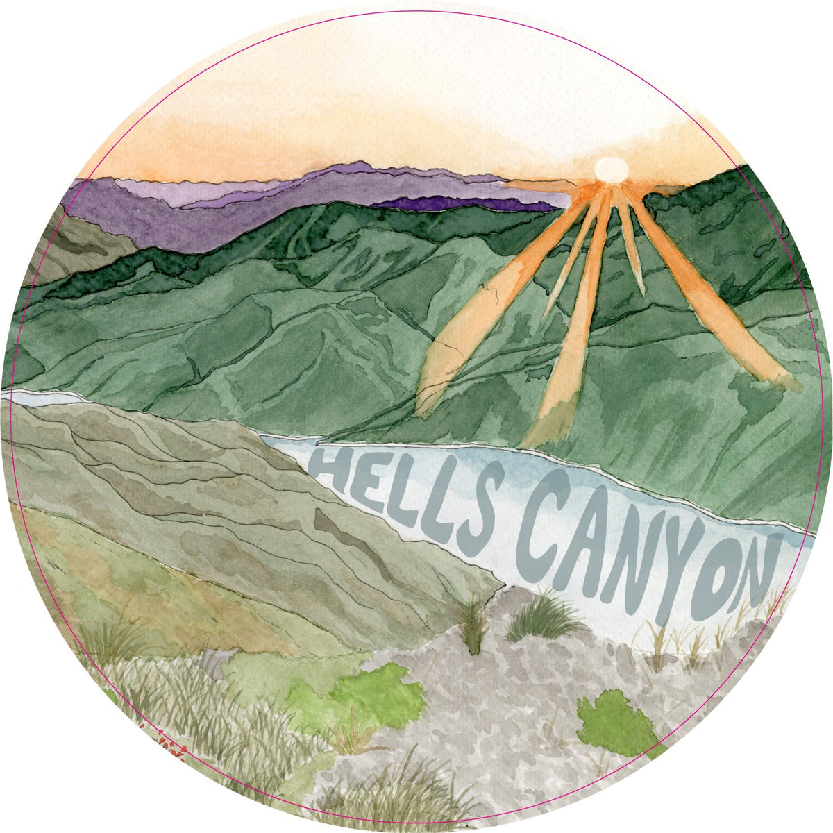 Hells Canyon Watercolor Sticker