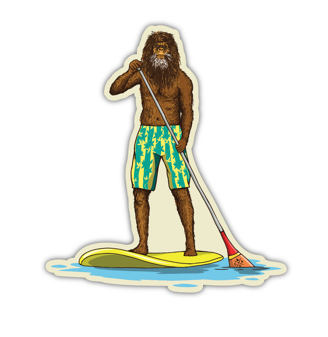 Bigfoot Bob Goes Paddle Boarding Sticker