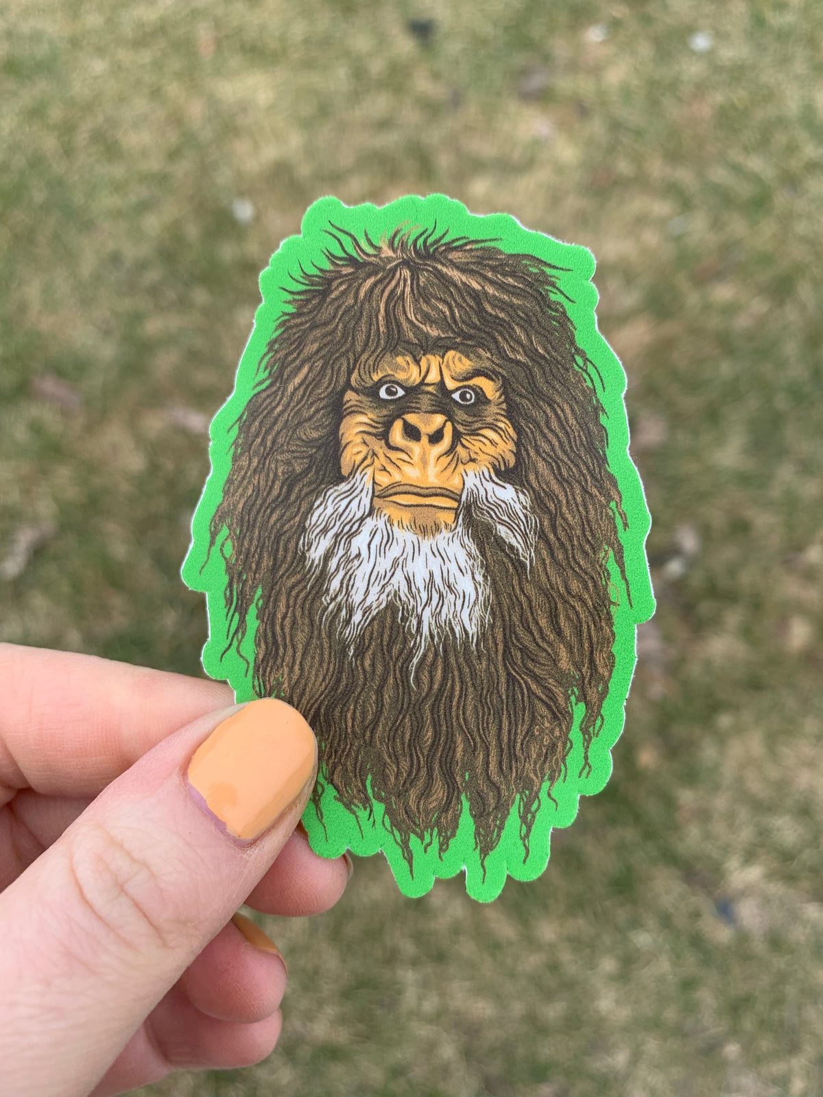 Bigfoot Face Green Sticker